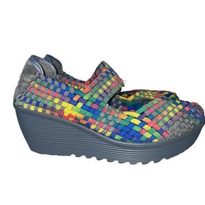 White Mt. Woven Karma Rainbow Wedge Mary Jane NEW Sz 9